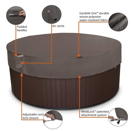 Classic Accessories Ravenna Water-Resistant Round Hot Tub Cover, 84 in. 56-491-015101-EC